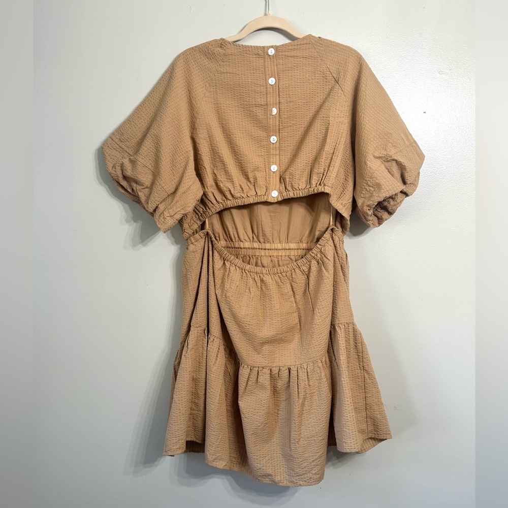 Madewell NWT Seersucker Puff Sleeve Cut Out Mini Dress XXL - Picture 7 of 11
